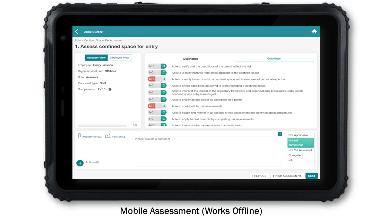 screenshot of Skills Assurance